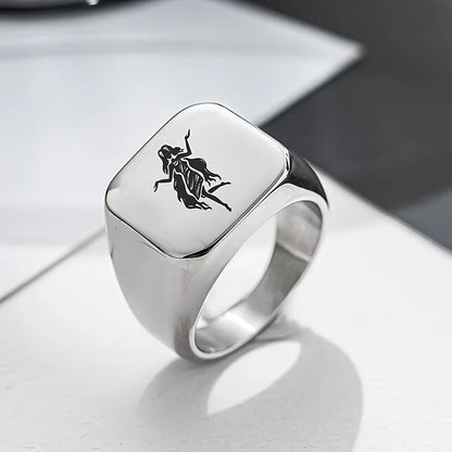New Design 8mm Width Black Titanium Stainless Bull Skull Ring