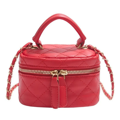 Mini Diamond Quilted Leather Bucket Bag Multi-Color with Gold Chain Shoulder Strap Plaid Chain Bag Checkered Pattern