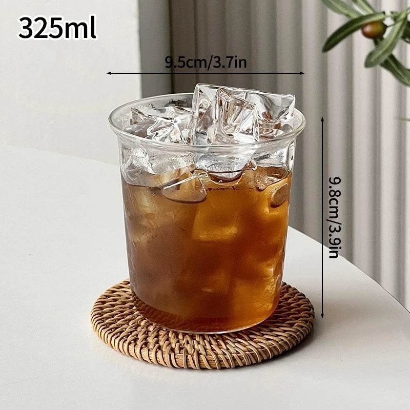 Drinking Glasses Cup   Coffee Milk Juice Mug Cup Transparent Water Bottle Iced Coffee Stripe Cups 텀블러