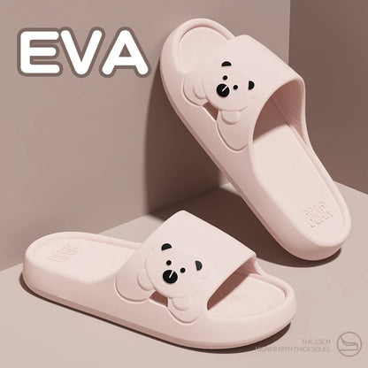 Cute Cartoon Bear Slippers Women Lightweight Eva Soft Sole Platform Slides Woman Comfortable Non Slip Home Slippers Shoes