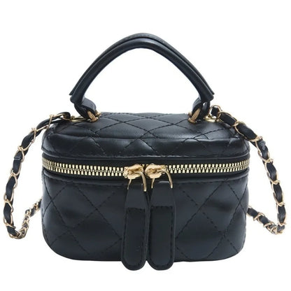 Mini Diamond Quilted Leather Bucket Bag Multi-Color with Gold Chain Shoulder Strap Plaid Chain Bag Checkered Pattern