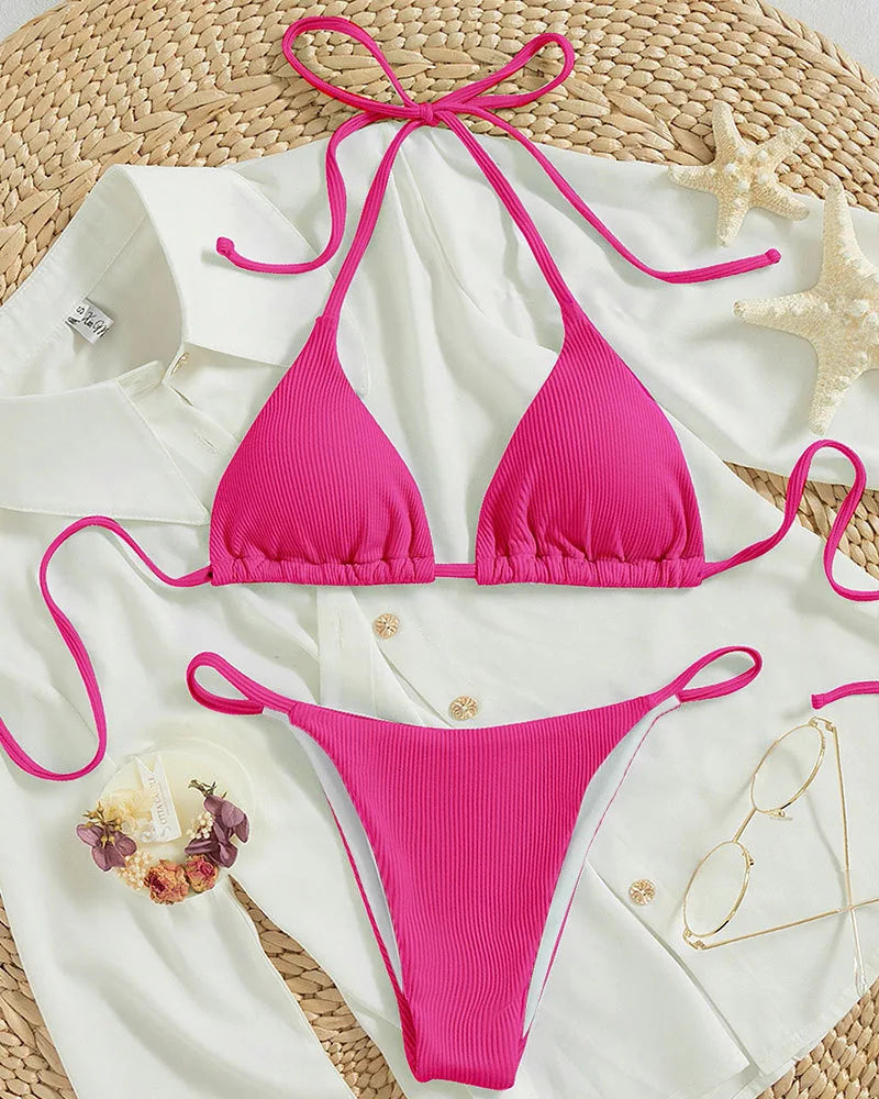 2026 XS-XL Pad Bikini Set Beach Triangle Swimwear Women Maio Biquinis Swimsuit Tankini Femme Badpak Dames Mujer купальни
