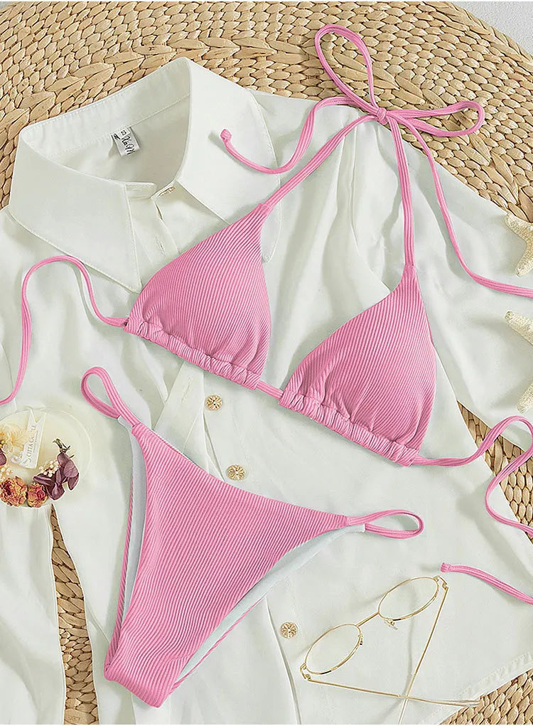 2026 XS-XL Pad Bikini Set Beach Triangle Swimwear Women Maio Biquinis Swimsuit Tankini Femme Badpak Dames Mujer купальни