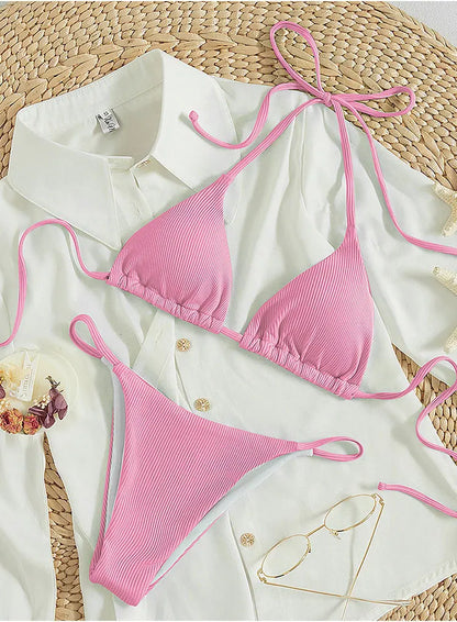2026 XS-XL Pad Bikini Set Beach Triangle Swimwear Women Maio Biquinis Swimsuit Tankini Femme Badpak Dames Mujer купальни