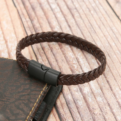 Mibrow Men Magnetic Clasps Bracelets Vintage 10mm Leather Bracelets & Bangles Punk Charm Fashion Jewelry