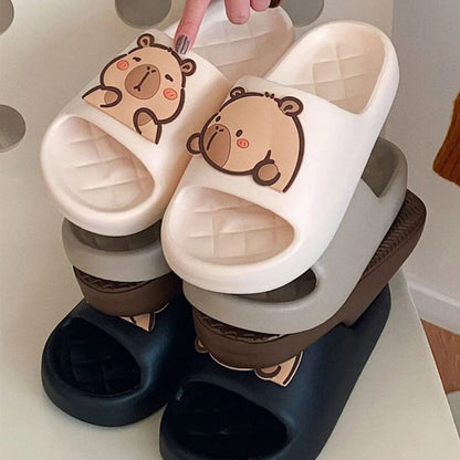 2026 new Cute Capybara Design Thick Sole Women Slippers Slides Bathroom Beach Indoor Sandals Summer Couple Shoes