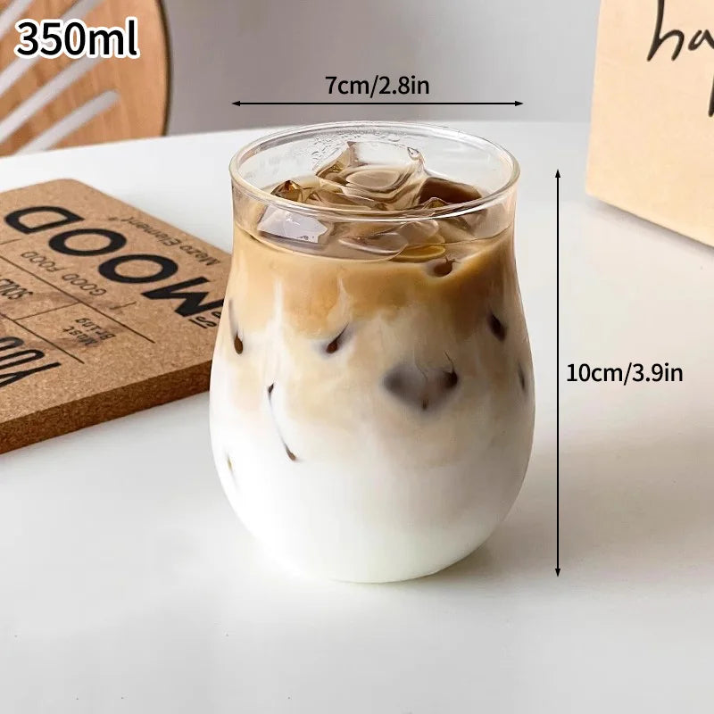 Drinking Glasses Cup   Coffee Milk Juice Mug Cup Transparent Water Bottle Iced Coffee Stripe Cups 텀블러