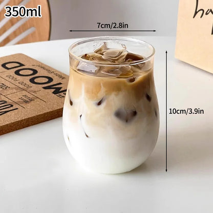 Drinking Glasses Cup   Coffee Milk Juice Mug Cup Transparent Water Bottle Iced Coffee Stripe Cups 텀블러
