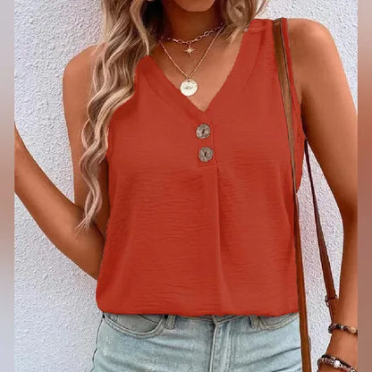 V-Neck  T Shirts Sleeveless Summer Tops