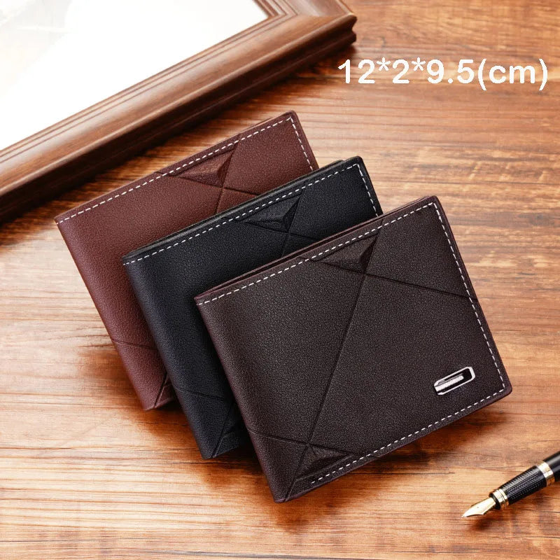 Men's leather short wallet thin wallet foldable minimalist soft leather wallet