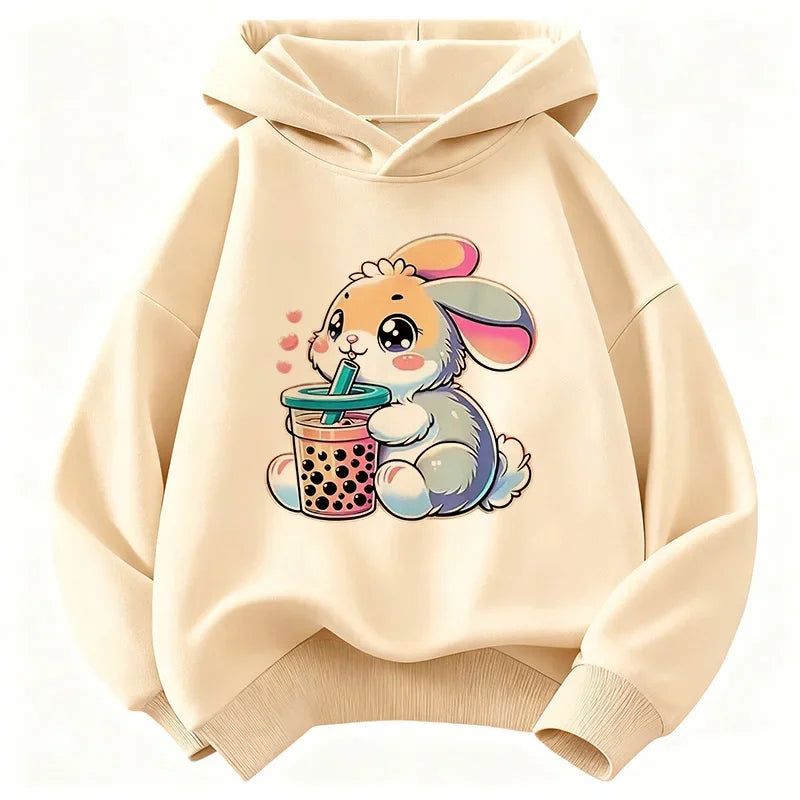 Cute Rabbit Graphic Hoodie Kids Children's Sweatshirt Hoody for Boys Girls Casual Hoodies Clothes