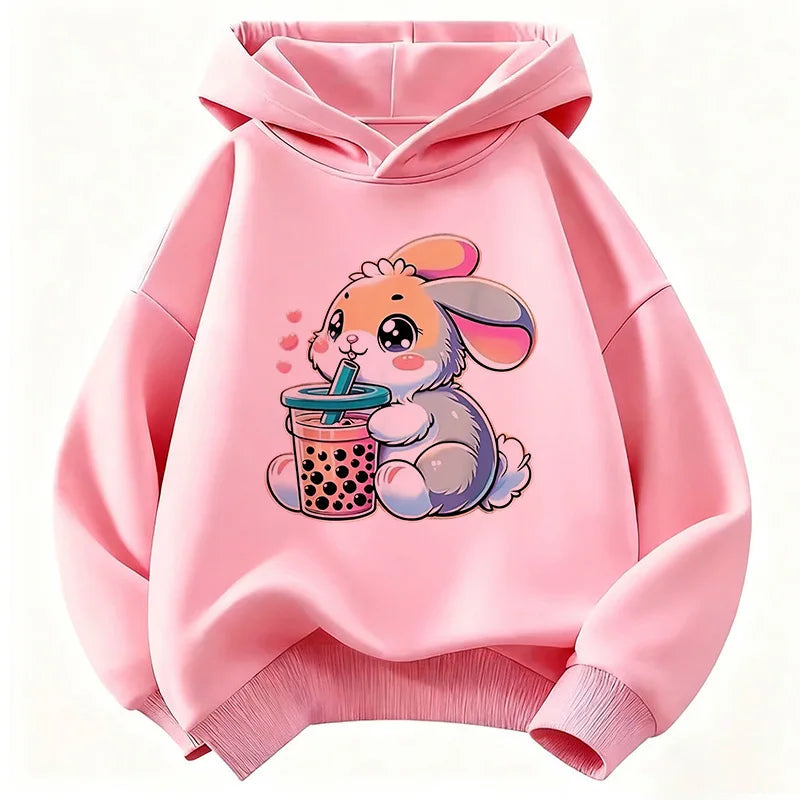 Cute Rabbit Graphic Hoodie Kids Children's Sweatshirt Hoody for Boys Girls Casual Hoodies Clothes