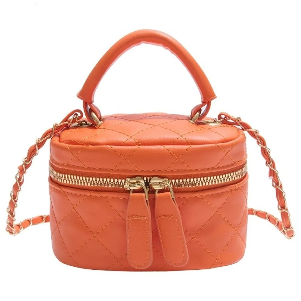 Mini Diamond Quilted Leather Bucket Bag Multi-Color with Gold Chain Shoulder Strap Plaid Chain Bag Checkered Pattern