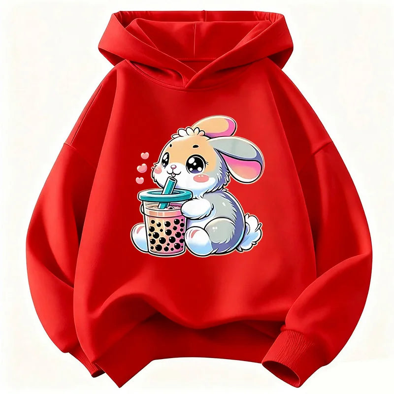 Cute Rabbit Graphic Hoodie Kids Children's Sweatshirt Hoody for Boys Girls Casual Hoodies Clothes