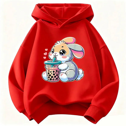 Cute Rabbit Graphic Hoodie Kids Children's Sweatshirt Hoody for Boys Girls Casual Hoodies Clothes