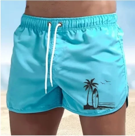 Men's summer beach print shorts, casual running shorts, lightweight quick drying swim trunks, suitable for daily wear by both me