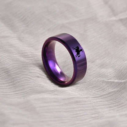 New Design 8mm Width Black Titanium Stainless Bull Skull Ring