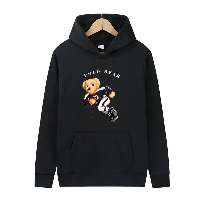 Casual and comfortable sweatshirt, fashionable and versatile hooded sweatshirt, teddy bear printed hooded sweatshirt