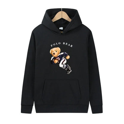 Casual and comfortable sweatshirt, fashionable and versatile hooded sweatshirt, teddy bear printed hooded sweatshirt