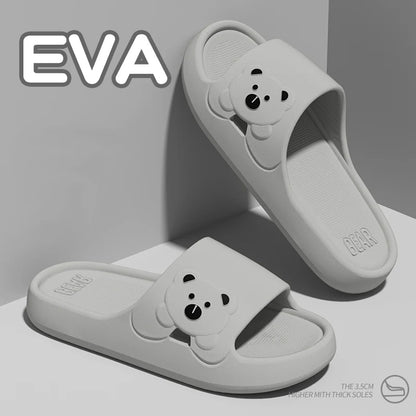 Cute Cartoon Bear Slippers Women Lightweight Eva Soft Sole Platform Slides Woman Comfortable Non Slip Home Slippers Shoes