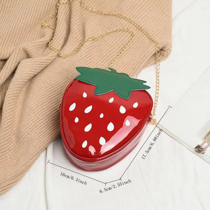 New Style Cute Strawberry-Themed Women's Fashionable Versatile Crossbody Bag with a Chain
