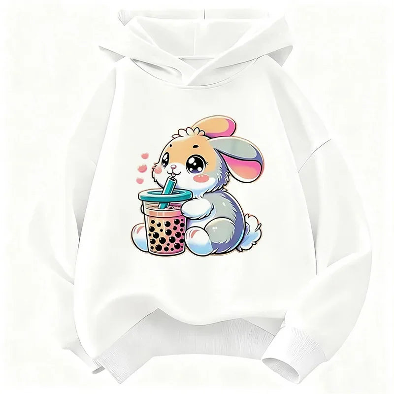 Cute Rabbit Graphic Hoodie Kids Children's Sweatshirt Hoody for Boys Girls Casual Hoodies Clothes