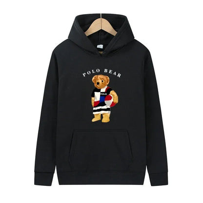 Casual and comfortable sweatshirt, fashionable and versatile hooded sweatshirt, teddy bear printed hooded sweatshirt