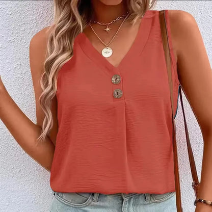 V-Neck  T Shirts Sleeveless Summer Tops