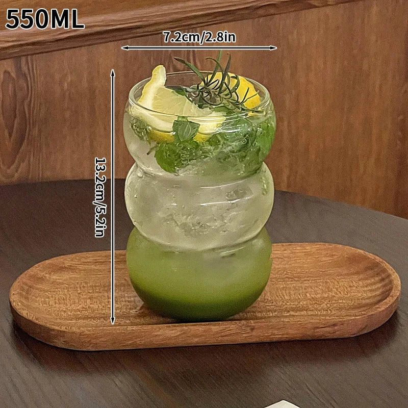 Drinking Glasses Cup   Coffee Milk Juice Mug Cup Transparent Water Bottle Iced Coffee Stripe Cups 텀블러
