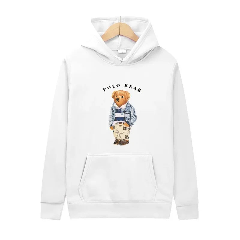 Casual and comfortable sweatshirt, fashionable and versatile hooded sweatshirt, teddy bear printed hooded sweatshirt