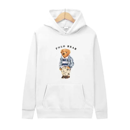 Casual and comfortable sweatshirt, fashionable and versatile hooded sweatshirt, teddy bear printed hooded sweatshirt
