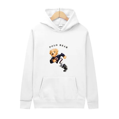 Casual and comfortable sweatshirt, fashionable and versatile hooded sweatshirt, teddy bear printed hooded sweatshirt