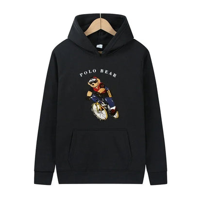 Casual and comfortable sweatshirt, fashionable and versatile hooded sweatshirt, teddy bear printed hooded sweatshirt