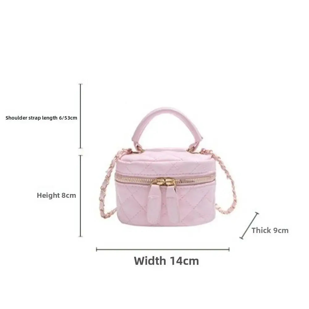 Mini Diamond Quilted Leather Bucket Bag Multi-Color with Gold Chain Shoulder Strap Plaid Chain Bag Checkered Pattern