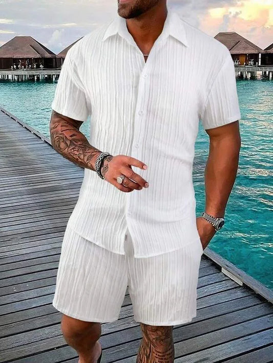 Mens（T-shirt +Shorts) 2-piece multi-colored sportswear men's T-shirt shorts set