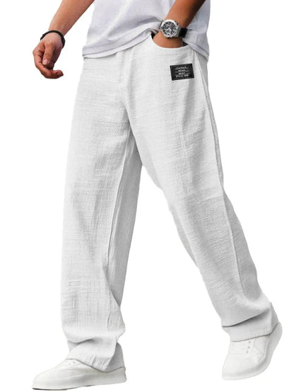 Men's Loose Straight Pants Casual Breathable Badge Streetwear Trousers