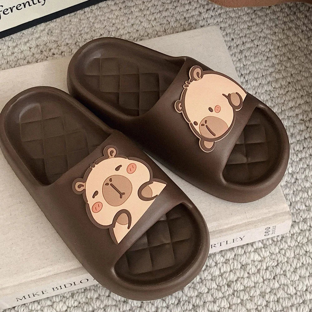 2026 new Cute Capybara Design Thick Sole Women Slippers Slides Bathroom Beach Indoor Sandals Summer Couple Shoes