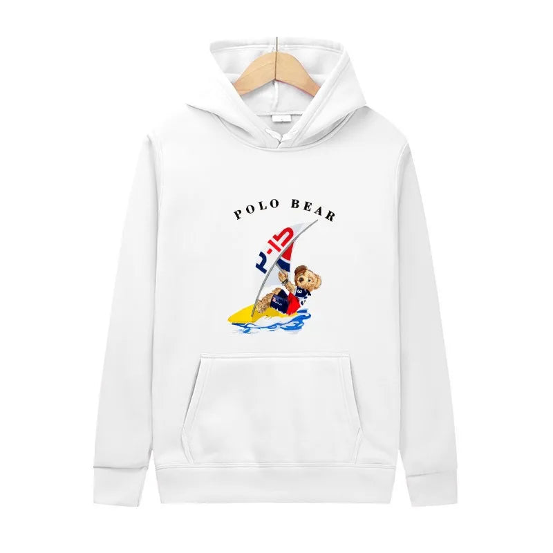 Casual and comfortable sweatshirt, fashionable and versatile hooded sweatshirt, teddy bear printed hooded sweatshirt