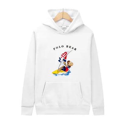 Casual and comfortable sweatshirt, fashionable and versatile hooded sweatshirt, teddy bear printed hooded sweatshirt
