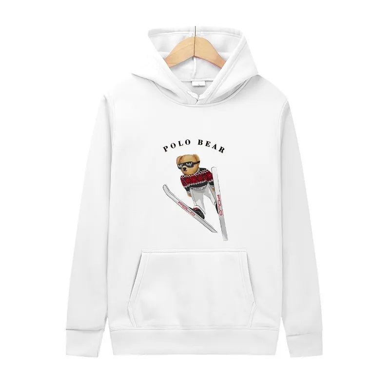 Casual and comfortable sweatshirt, fashionable and versatile hooded sweatshirt, teddy bear printed hooded sweatshirt