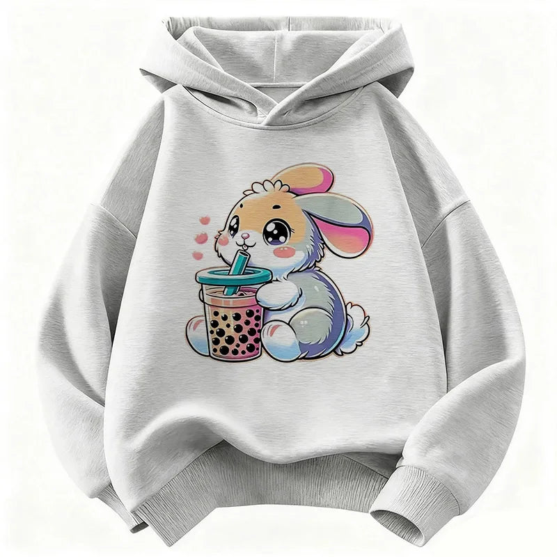 Cute Rabbit Graphic Hoodie Kids Children's Sweatshirt Hoody for Boys Girls Casual Hoodies Clothes