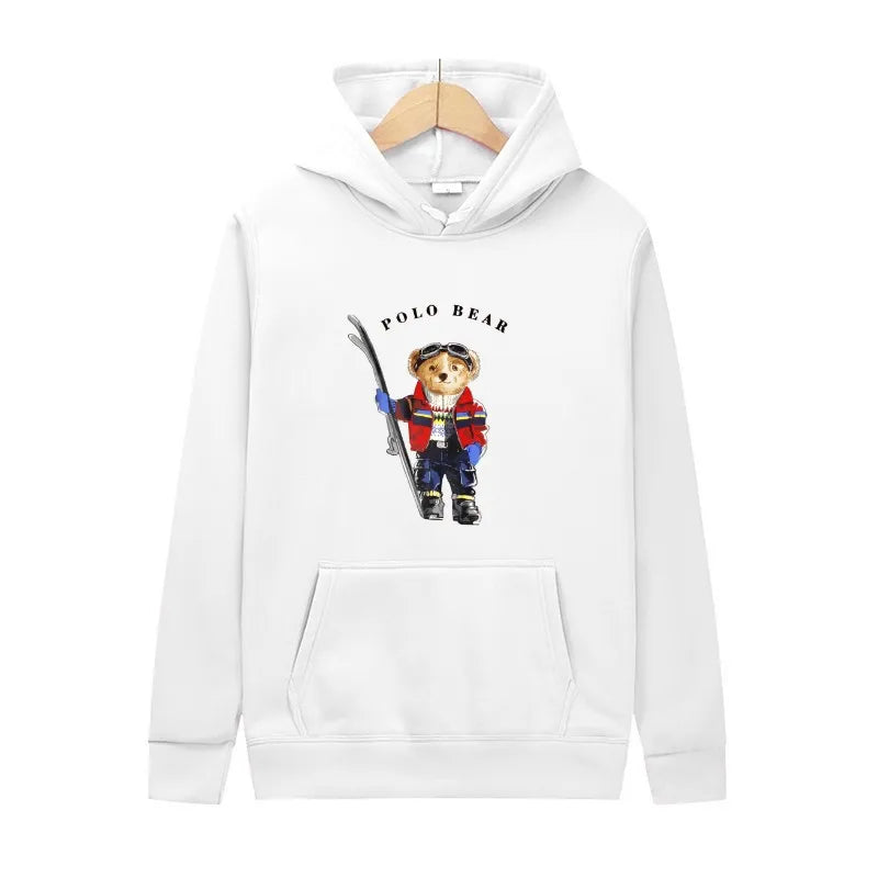 Casual and comfortable sweatshirt, fashionable and versatile hooded sweatshirt, teddy bear printed hooded sweatshirt