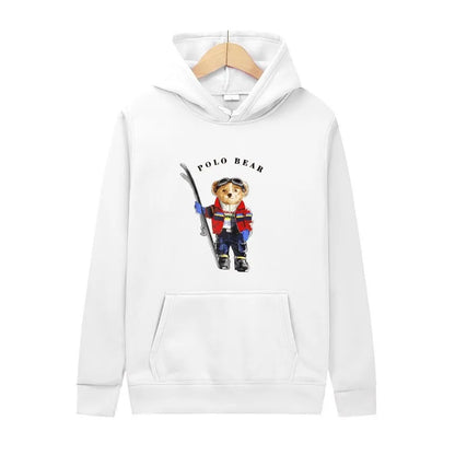 Casual and comfortable sweatshirt, fashionable and versatile hooded sweatshirt, teddy bear printed hooded sweatshirt