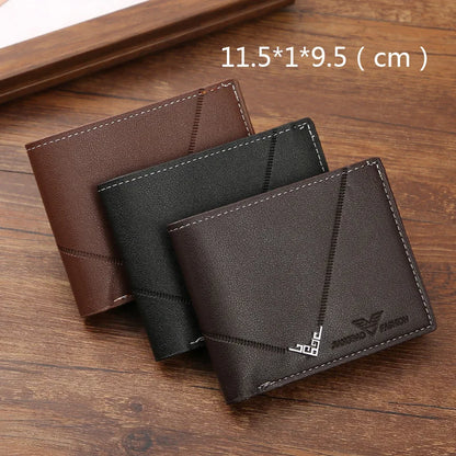 Men's leather short wallet thin wallet foldable minimalist soft leather wallet