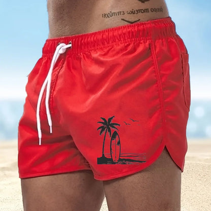 Men's summer beach print shorts, casual running shorts, lightweight quick drying swim trunks, suitable for daily wear by both me