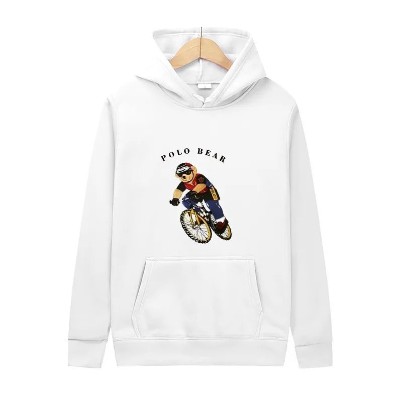 Casual and comfortable sweatshirt, fashionable and versatile hooded sweatshirt, teddy bear printed hooded sweatshirt