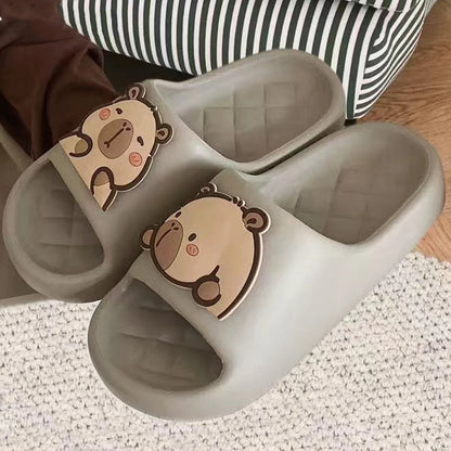 2026 new Cute Capybara Design Thick Sole Women Slippers Slides Bathroom Beach Indoor Sandals Summer Couple Shoes