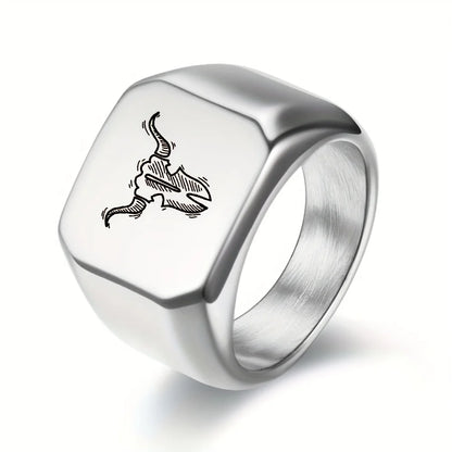 New Design 8mm Width Black Titanium Stainless Bull Skull Ring