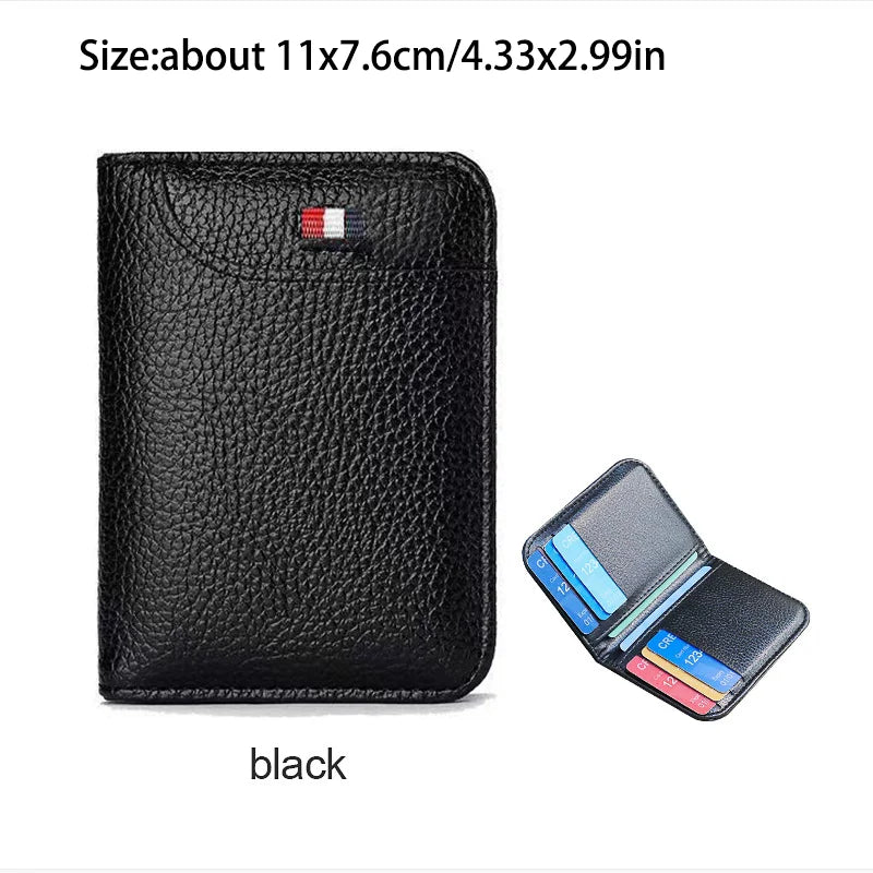Men's leather short wallet thin wallet foldable minimalist soft leather wallet