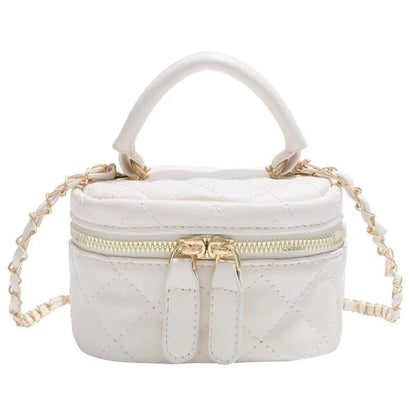 Mini Diamond Quilted Leather Bucket Bag Multi-Color with Gold Chain Shoulder Strap Plaid Chain Bag Checkered Pattern